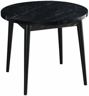 Valgomojo stalas Kalune Design Stil Bendir, balta sp./juoda sp., 90 cm x 90 cm x 77.5 cm