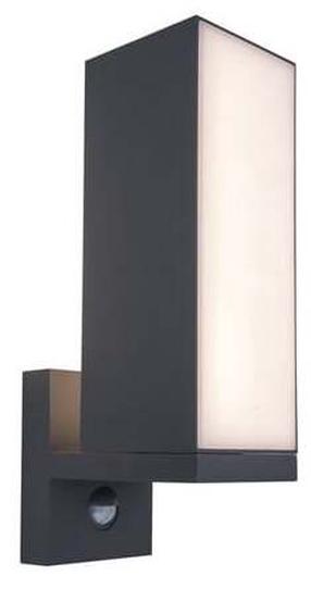 Sieninis lauko šviestuvas Lutec Cuba PIR, 14W, LED, IP54, tamsiai pilka sp., 9.3 cm x 14.5 cm