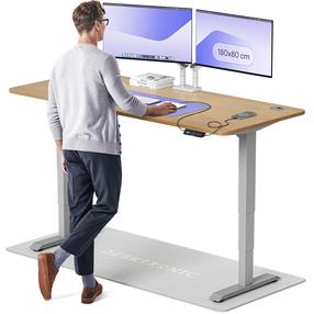 Kompiuterio stalas reguliuojamo aukščio Desktronic HomePro, 180 cm x 80 cm, 63 - 128 cm, ąžuolo sp./pilka sp.