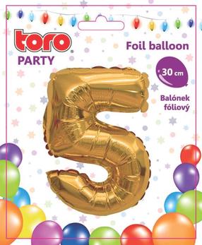 Folijas balons cipars 5, zelta krās.