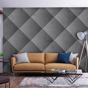 Fototapete Artgeist Grey Symmetry - Geometric Pattern In Concrete Pattern With Light Joints, 140 cm x 200 cm