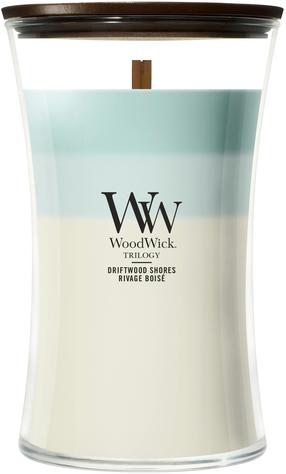 Svece, aromātiskā WoodWick Driftwood Shores, 90 - 140 h, 609 g, daudzkrāsaina