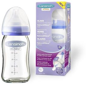 Kūdikių buteliukas Lansinoh Momma, 240 ml, 3 mėn., skaidri sp./violetinė sp.