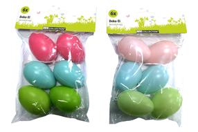 Dekorācija Easter eggs, daudzkrāsaina/(krāsa/dizains tiek izvēlēts nejauši), 6 cm, 6 gab.