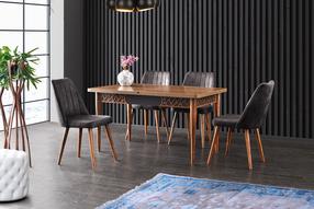 Stalas išskleidžiamas Kalune Design Mira 1221, antracito sp./riešuto sp., 80 cm x 130 cm x 75 cm