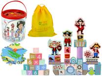 Medinės kaladėlės Lean Toys Pirates Ship 10128, 46 vnt.