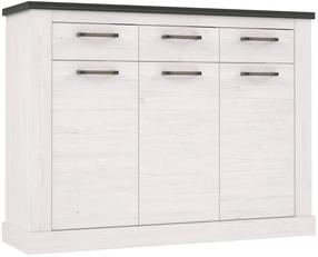 Komoda Forte Montreal ALDK331-M122, juoda sp./smėlio sp., 106 cm x 140 cm x 41 cm