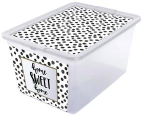 Daiktadėžė su dangčiu, žaislams Branq X Box Deco, 30 l, skaidri sp./juoda sp., 48.5 x 36 x 30 cm
