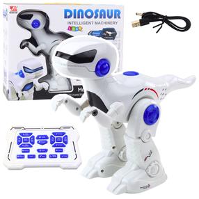 Radiovadāms robots, dinozaurs Lean Toys Intelligent Tyrannosaurus Rex, 28 cm, zila/balta
