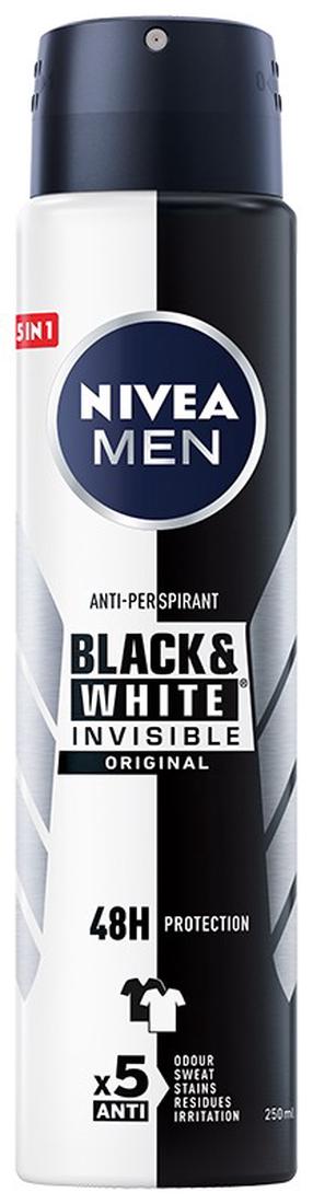 Meeste deodorant Nivea Original Black & White Invisible, 250 ml