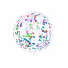 Balionas apvalus PartyDeco Confetti, skaidri sp./įvairių spalvų
