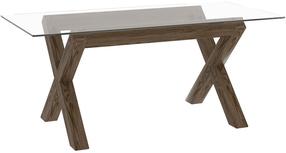 Valgomojo stalas Home4you Turin 26922, ąžuolo/skaidri, 180 cm x 90 cm x 75 cm