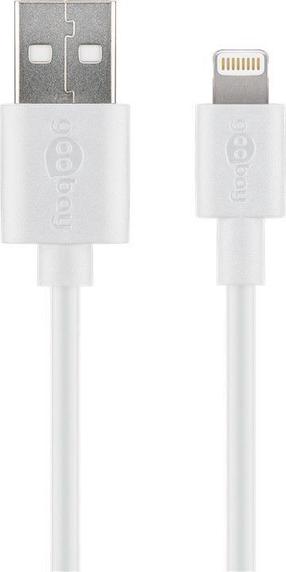 Vads Goobay USB A male, Lightning 8 pin male, 0.5 m, balta krās.