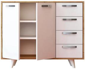 Комод Kalune Design Waga 811MDD4108, дубовый цв./белый цв., 82 см x 35 см x 100 см