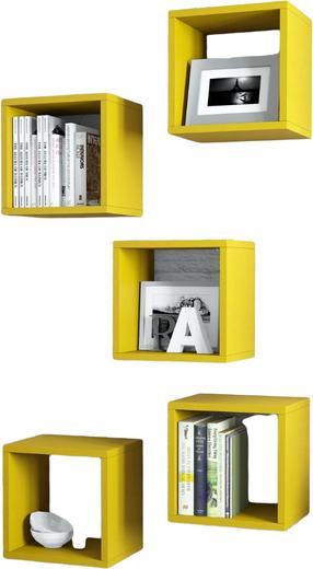 Sieninė lentyna Kalune Design Box 845HCT1610, geltona sp., 30 cm x 24 cm x 30 cm