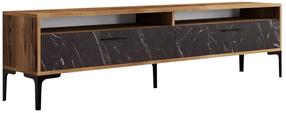 TV staliukas Kalune Design Istanbul 2, marmuro sp./riešuto sp., 180 cm x 47 cm x 35 cm