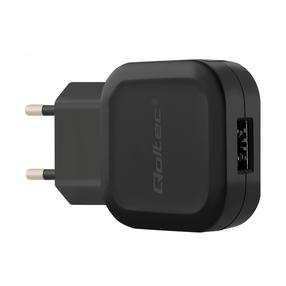 Telefona lādētājs Qoltec, USB/AC, melna krās., 12 W