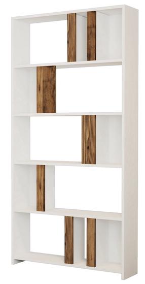 Pastatoma lentyna Kalune Design Lima 845HCT3637, balta sp./riešuto sp./smėlio sp., 180 cm x 90 cm x 20 cm