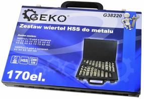 Metalo grąžtų rinkinys Geko G38220, metalas, hss, cilindrinis, 1 - 10 mm x 13.3 cm
