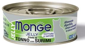 Šlapias kačių maistas Monge Jelly Adult, tunas/surimis, 0.08 kg