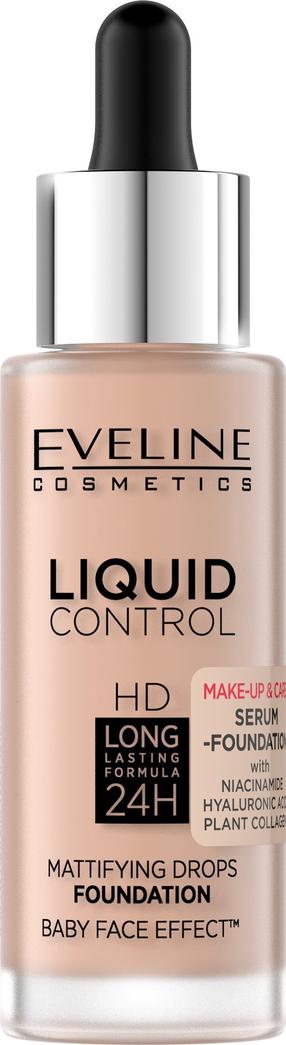 Vedel jumestuskreem Eveline Liquid Control HD Mattifying Drops, ivory beige v., 003, 32 ml