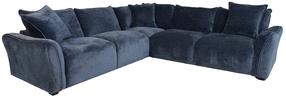 Kampinė sofa, su pufu Home4you Divi, tamsiai mėlyna sp., 276 x 276 cm x 84 cm