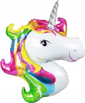Fooliumist õhupall erikujuga Amscan Unicorn, valge v./mitmevärviline