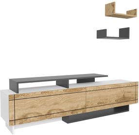 ТВ стол Kalune Design Tammy, антрацитовый цв./дубовый цв./белый цв., 36.8 см x 180 см x 54 см