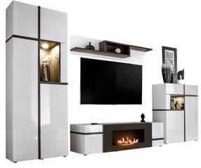 Svetainės baldų komplektas ASM Cross Coss, vidaus, baltas/juodas