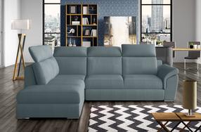 Kampinė sofa Loreto Solar 70, žydra sp., kairinė, 210 x 260 cm x 102 cm