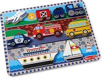 Medinė dėlionė, transporto priemonės Melissa & Doug Chunky, įvairių spalvų, 9 vnt.