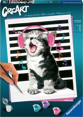 Tapymas pagal skaičius Ravensburger CreArt Singing Cat, įvairių spalvų