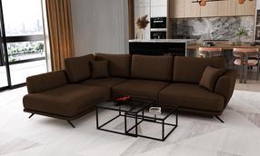 Kampinė sofa Larde Flores 21, ruda sp., kairinė, 191 x 276 cm x 90 cm