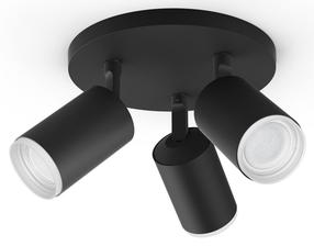 Išmanusis šviestuvas nukreipiamasis Philips Hue Fugato Triple 915005761601, GU10, 3 x 5.7 W, juoda sp. / juoda sp.