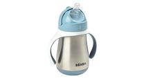 Gertuvė su silikoniniu šiaudeliu Beaba 913481, 250 ml, 8 mėn., nerūdijantysis plienas, mėlyna sp.