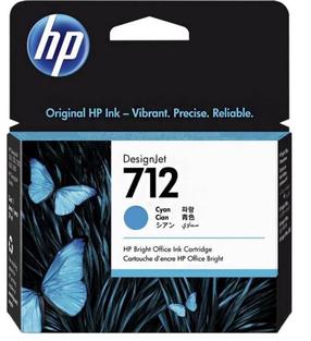 Printera kasetne HP 712, zilganzaļa (cyan) krās., 29 ml
