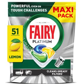 Nõudepesumasina kapslid Fairy Platinum All in One’i Lemon, 51 tk