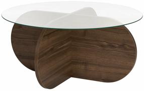 Kavos staliukas Nordure Aeris, skaidrus/rudas, 75 cm x 75 cm x 35 cm