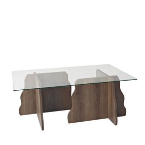 Kohvilaud Kalune Design Canyon, pähklipuu v./läbipaistev v., 105 cm x 65 cm x 40 cm