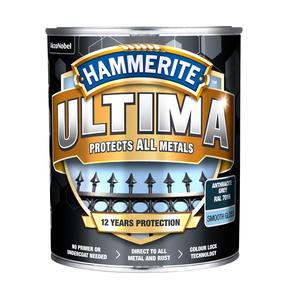 Emaliniai dažai, metalo konkstrukcijoms, apsaugant nuo korozijos Hammerite Ultima Smooth, blizgus, 0.7 l, antracito sp.