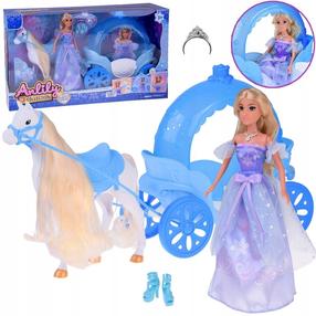Lelle ar aksesuāriem Anlily Princess Carriage ZA5419, 30 cm, zila krās.