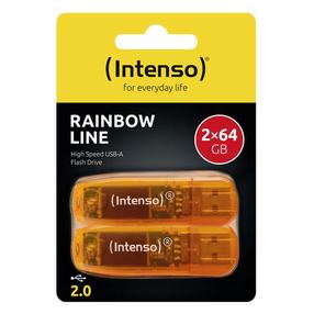 USB atmintinė Intenso Rainbow Line, oranžinė sp., 64 GB