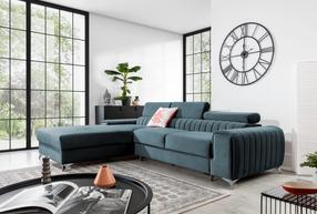 Kampinė sofa Grayson Velvetmat 100, mėlyna sp., kairinė, 205 x 278 cm x 92 cm