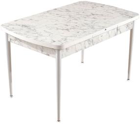 Stalas išskleidžiamas Kalune Design Carrara, balta sp./pilka sp., 132 cm x 76.5 cm x 79 cm