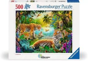 Пазл Ravensburger Tiger family In Oasis, 36 см x 49 см, 500 шт., многоцветный
