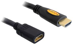 Vads Delock High Speed HDMI HDMI male, HDMI female, 1 m, melna krās.