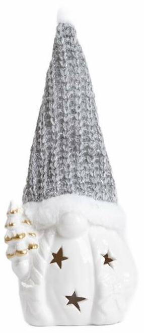 Žvakidė Homla Lapland Dwarf, keramika, 19 cm, balta/pilka