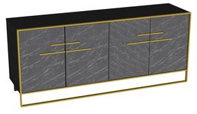 Komoda Kalune Design Polka 875ZNA3513, aukso sp./juoda sp., 75 cm x 47.3 cm x 179.9 cm