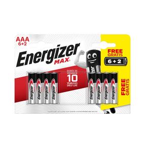 Батареи Energizer MAX AAA B6+2, AAA, 1.5 В, 8 шт.