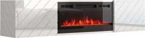 TV galds Cama Meble Luxe, balts krās./melns krās./spīdīgi balta krās., 182.6 cm x 34.5 cm x 37.5 cm